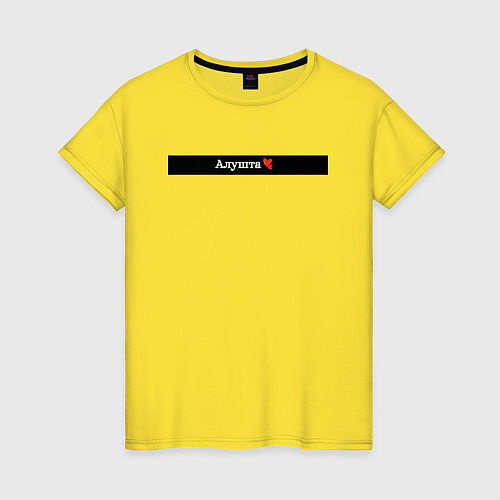 Женская футболка Алушта города России / Желтый – фото 1