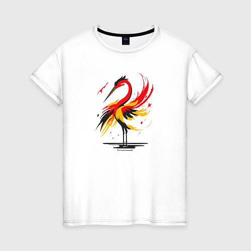 Женская футболка Аист - абстрактный силуэт птицы / Белый – фото 1
