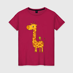 Женская футболка Жираф и птичка