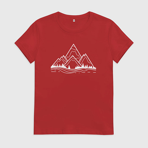 Женская футболка Лес и горы минимализм / Красный – фото 1