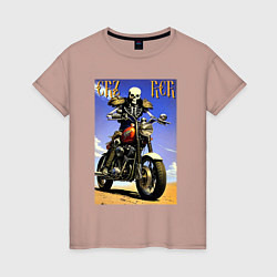 Женская футболка Crazy racer - skeleton - motorcycle