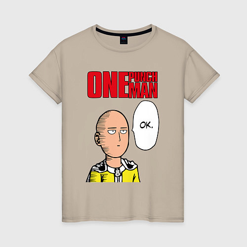 Женская футболка Saitama - one punch man / Миндальный – фото 1