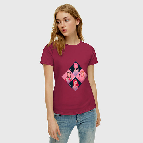 Женская футболка Сгруппированные арты участниц Блэк Пинк / Маджента – фото 3