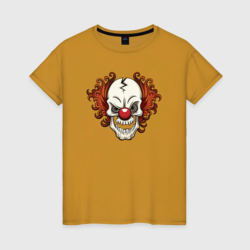 Женская футболка Clown skull / Горчичный – фото 1