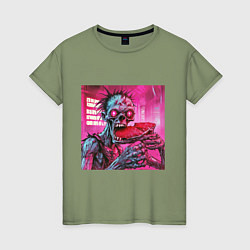 Женская футболка Голодный злой зомби с красными глазами