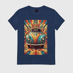 Женская футболка Ретро машина в ярких цветах