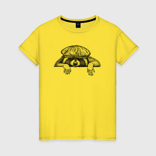 Женская футболка Енот утомился / Желтый – фото 1