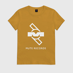 Футболка хлопковая женская Depeche Mode Mute Records Logo, цвет: горчичный