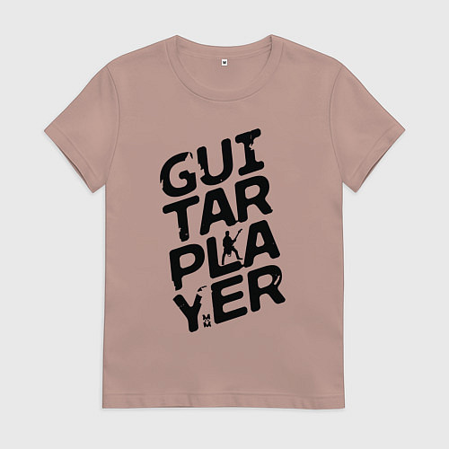 Женская футболка MoMo - Guitar player черный / Пыльно-розовый – фото 1