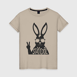 Футболка хлопковая женская Stay cool rabbit, цвет: миндальный