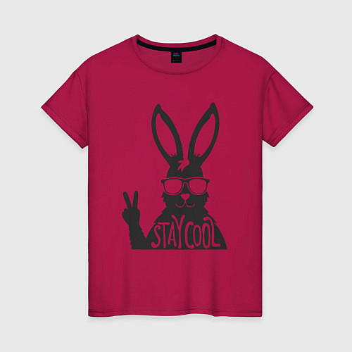 Женская футболка Stay cool rabbit / Маджента – фото 1