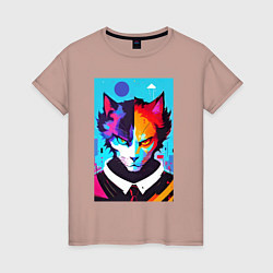 Женская футболка Сердитый кот - поп-арт