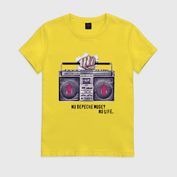Футболка хлопковая женская Depeche Mode - No Life Design, цвет: желтый
