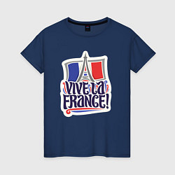 Футболка хлопковая женская Vive la France, цвет: тёмно-синий