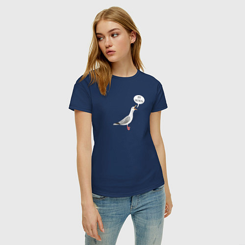 Женская футболка Чайка с прикольной надписью / Тёмно-синий – фото 3