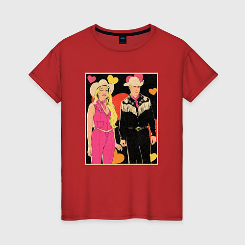 Женская футболка Ковбои Барби и Кен / Красный – фото 1
