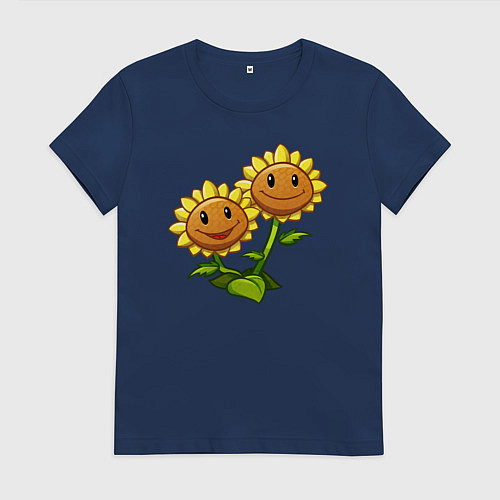 Женская футболка Двойные подсолнухи / Тёмно-синий – фото 1