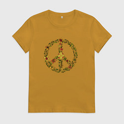 Женская футболка Пацифик знак хиппи цветы