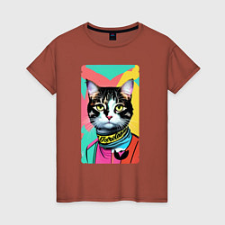 Женская футболка Pop art cat - neural network