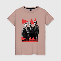 Футболка хлопковая женская Depeche Mode - Delra Machine Band, цвет: пыльно-розовый