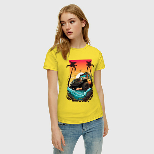 Женская футболка Джип арт / Желтый – фото 3