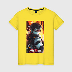 Женская футболка Роблокс персонаж в маске и очках