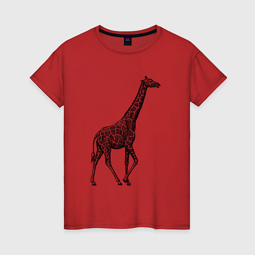 Женская футболка Жираф гуляет / Красный – фото 1