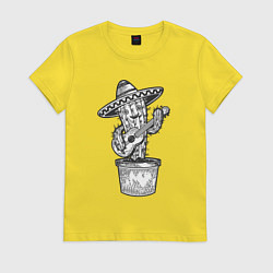 Женская футболка Кактус с гитарой