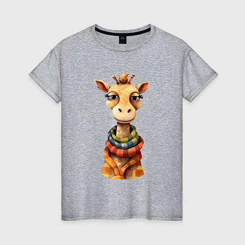 Женская футболка Весёлый осенний жираф / Меланж – фото 1