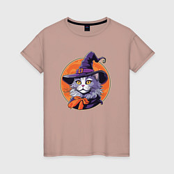 Женская футболка Кот ученый в шляпе