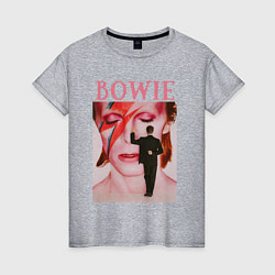 Футболка хлопковая женская David Bowie 90 Aladdin Sane, цвет: меланж