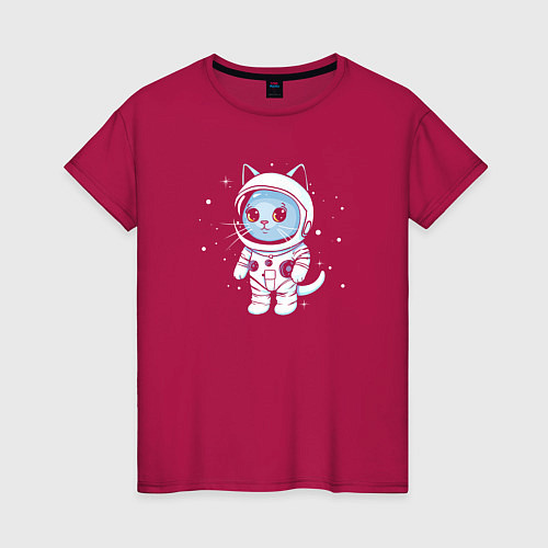 Женская футболка Котик в космосе / Маджента – фото 1