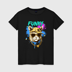 Женская футболка Кот рэпер: funky - AI art