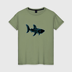 Женская футболка Неоновая акула с узором