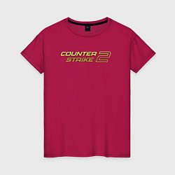 Футболка хлопковая женская Counter strike 2 gold logo, цвет: маджента