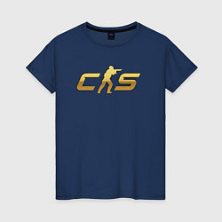 Футболка хлопковая женская CS 2 gold logo, цвет: тёмно-синий