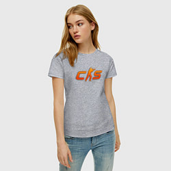 Футболка хлопковая женская CS 2 orange logo, цвет: меланж — фото 2