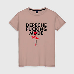 Футболка хлопковая женская Depeche Mode - Rose mode white, цвет: пыльно-розовый