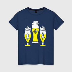 Футболка хлопковая женская New year beer, цвет: тёмно-синий
