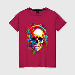 Женская футболка Красочный череп в очках
