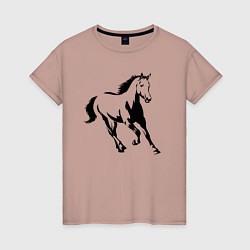 Футболка хлопковая женская Конь скачет, цвет: пыльно-розовый