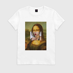 Футболка хлопковая женская Лиза с чупа чупсом, цвет: белый