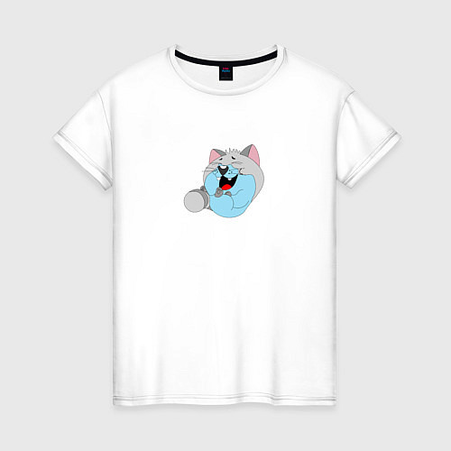 Женская футболка Толстый серый кот / Белый – фото 1