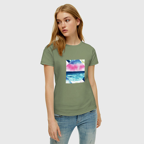 Женская футболка Абстрактное море закат рассвет / Авокадо – фото 3
