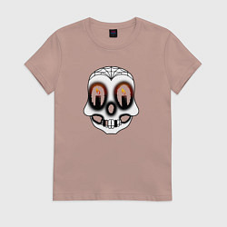 Футболка хлопковая женская Черепок, цвет: пыльно-розовый
