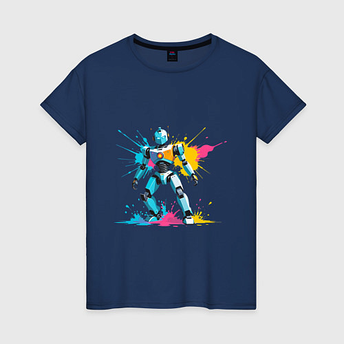 Женская футболка Яркий робот / Тёмно-синий – фото 1