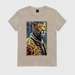 Женская футболка Крутой леопард житель мегаполиса