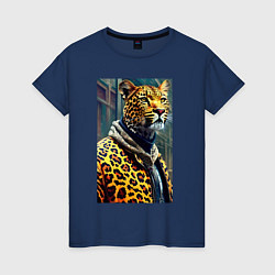 Женская футболка Крутой леопард житель мегаполиса