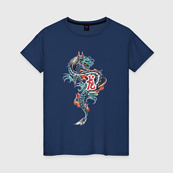 Женская футболка Китайский дракон с иероглифами