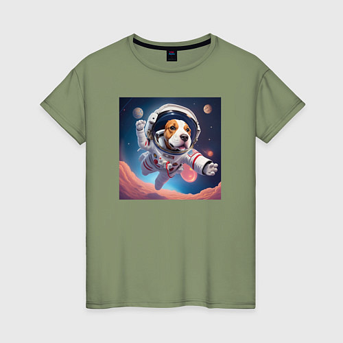 Женская футболка Собака в космосе / Авокадо – фото 1
